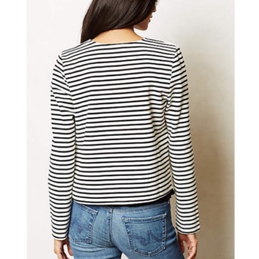 Anthropologie Black and White Stripe Cardigan - Picture 5 of 8